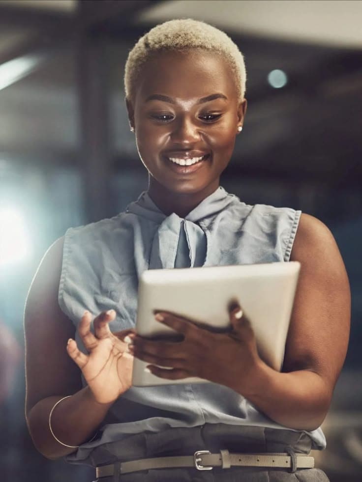 A young woman focused on her next goal